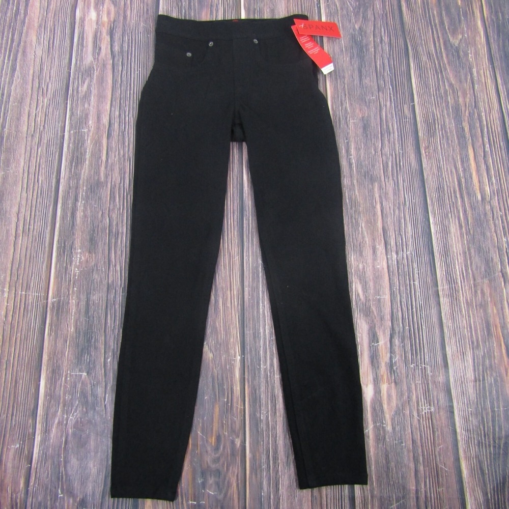 SPANX NEW NWT Womens XS Black Cropped Denim‎ Leggings Shaping